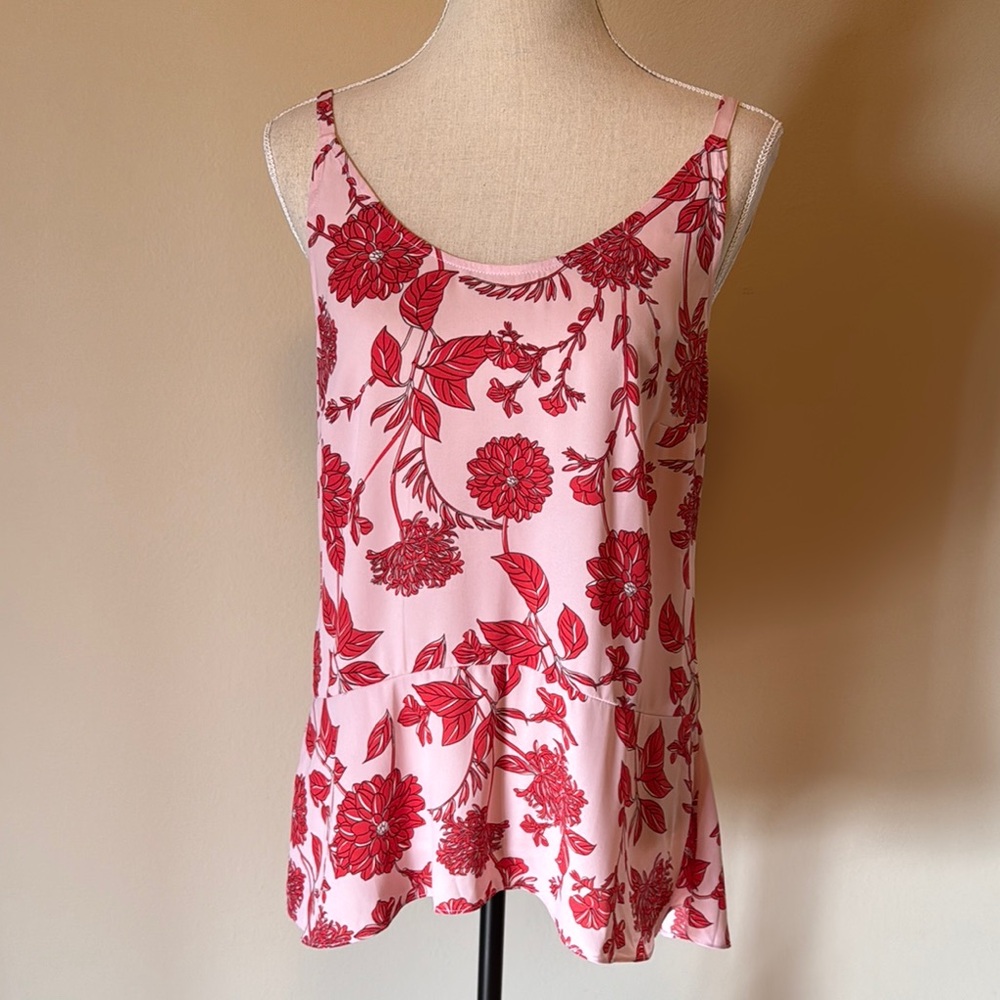 Cabi Pink Sleeveless Camisole with Floral Design